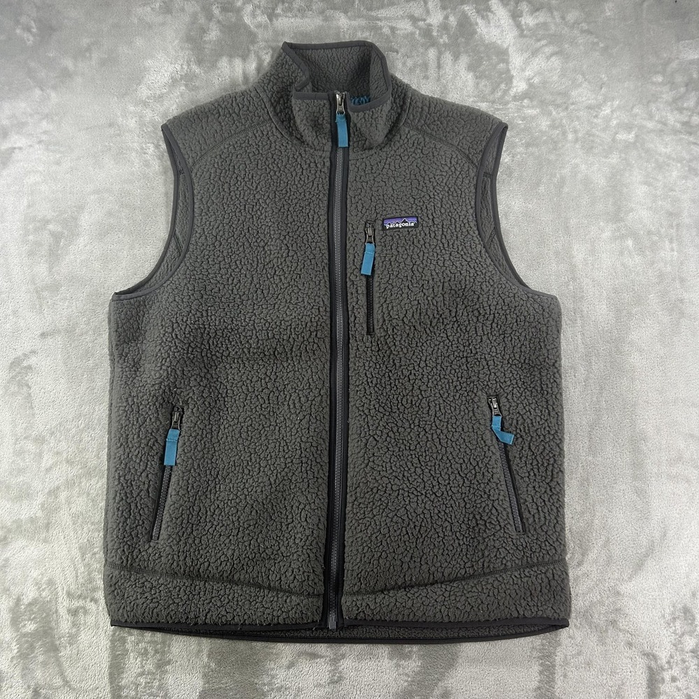 Patagonia Retro X Vest Mens Large Gray Sherpa Fleece Full Zip Pockets Outdoor
